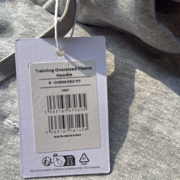 GYMSHARK TRAINING OVERSIZED FLEECE HOODIE Oversized Fit Grey Small Nwt - Picture 6 of 6